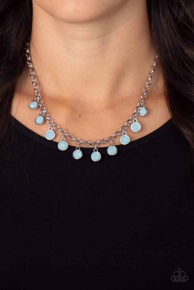 Blue Bead Necklace in Silver - Moonbeam Magic