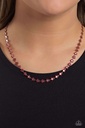 Flower Necklace Red Dainty Chain in Silver - Floral Catwalk