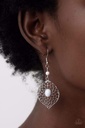 Silver Filigree Earrings White Beads - Perky Perennial