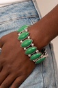 Stretch Bracelet with Green Beads in Silver Frame - Cry Me a RIVERA