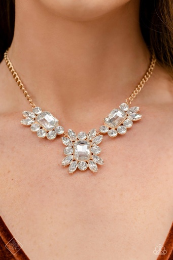 Statement Crystal Necklace in Gold - Exaggerated Elegance