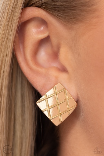 Clip On Earrings in Gold Industrial Clip On Post Non Pierced Earrings  - PLAID and Simple