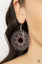 Mandala Earrings with Red Crystals in Silver Dangle - Revel in Radiance
