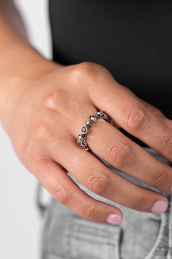 Dainty Stretch Ring with Opal and Topaz Crystals - Modestly Modern