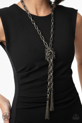 [005] Gunmetal Scarf Necklace - SCARFed for Attention