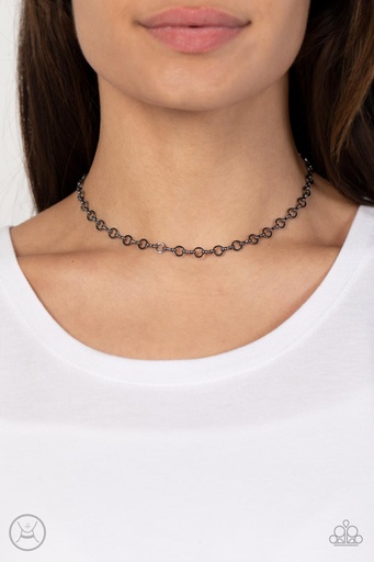 [040] Minimalist O-Ring Choker Necklace in Gunmetal - Keepin it Chic