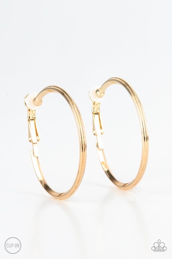 [057] Gold Clip-On Hoop Earrings - City Classic