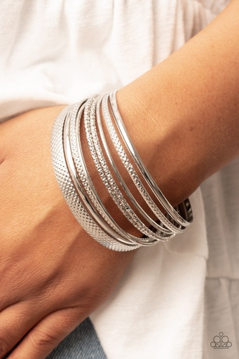[064] Silver Bangle Bracelet Set - Circlet Circus
