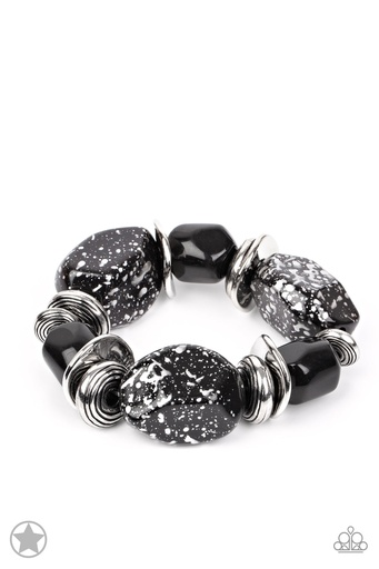 [065] Chunky Stretch Bracelet with Black Beads - Glaze of Glory
