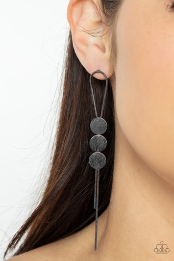 [086] Long Post Earrings in Gunmetal with Snake Chain - Bolo Beam