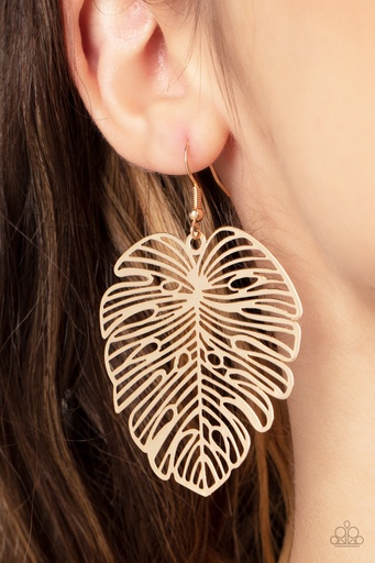 [101] Leaf Earrings in Gold - Palm Palmistry