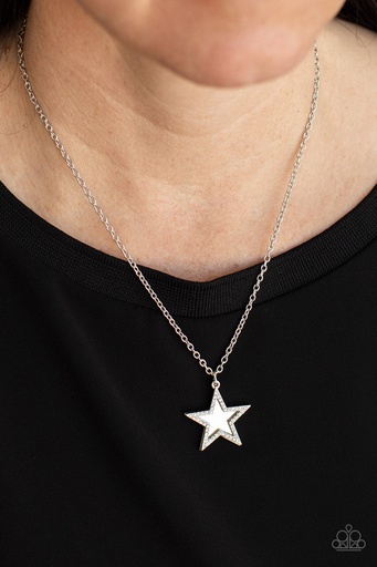 [143] Star Necklace with Pendant with Crystals in Silver - American Anthem