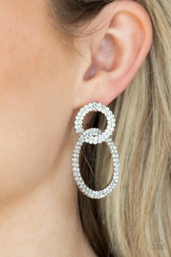[147] Earrings for Wedding Crystal Circles on Silver Post - Intensely Icy