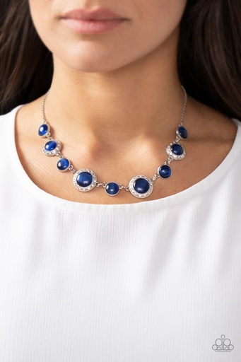 [154] Blue Moonstone Necklace with Crystals in Silver - Too Good to BEAM True