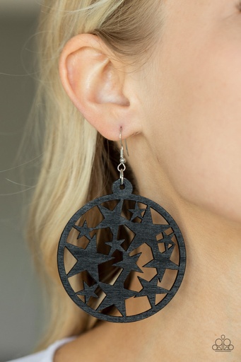[165] Stars Earrings in Black Wood Jewelry - Cosmic Paradise