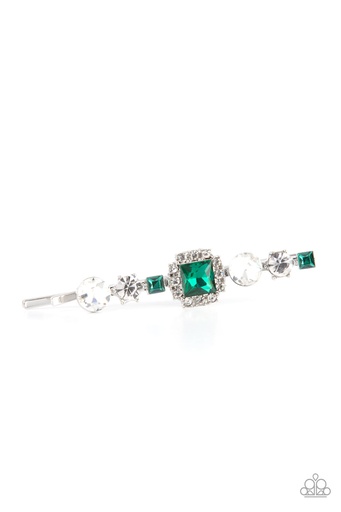 [168] Emerald Green Hair Pin in Silver - Couture Crasher
