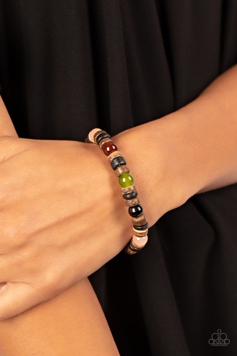 [219] Stretch Bracelet with Multi Color Stone Beads  - Durango Drifter