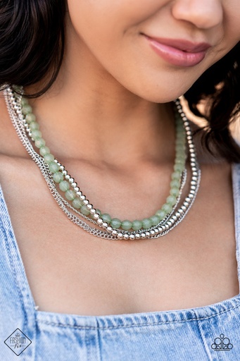[263] Layered Necklace Green Beads - Boardwalk Babe