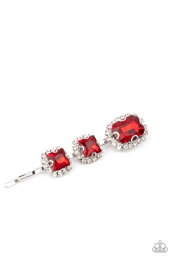 [273] Hair Pin Red Crystals and Silver  - Teasable Twinkle