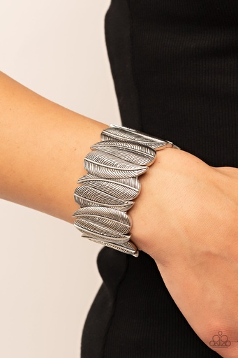 [277] Bracelet Stretch Silver Leaf - Cabo Canopy