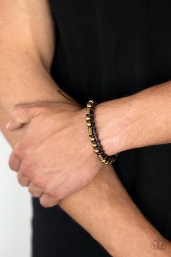 [279] Leather Bracelet Brass Beads - Bronco Brawler