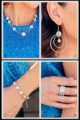 [292] O-Link Jewelry Set in Silver with Crystals - Fashion Fix - Classically Elite