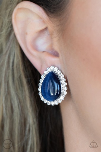 [308] Blue Moonstone Clip-on Earrings - Downright Demure