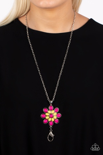 [315] In the MEADOW of Nowhere - Multi Color Yello and Pink Floral Lanyard Necklace