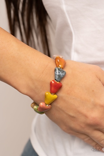 [328] Stretch Bracelet Ceramic Beads in Distressed Finish - SHARK Out of Water