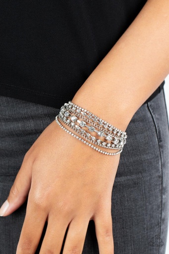 [338] Tennis Bracelet Layered Crystal and Silver Clasp - Interstellar Interlude