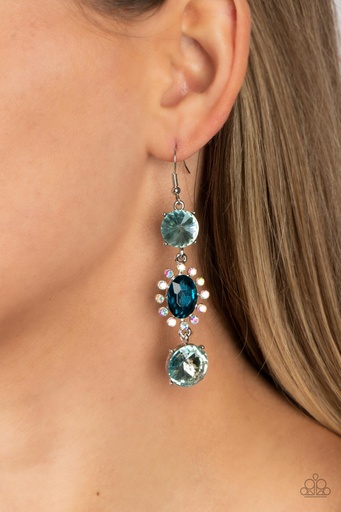 [363] Blue Earrings Silver Dangle Iridescent Jewelry - Magical Melodrama