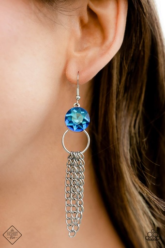 [331E] Blue and Silver Fringe Earrings - Arthurian A-Lister