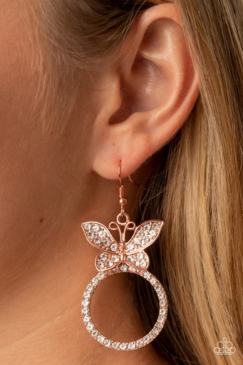 [E039XX] Butterfly Earrings - Copper Dangle - Paradise Found