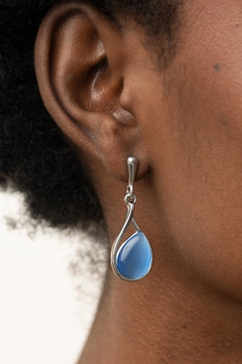 [E132XX] Blue Moonstone Earrings - Silver Post - Pampered Glow Up