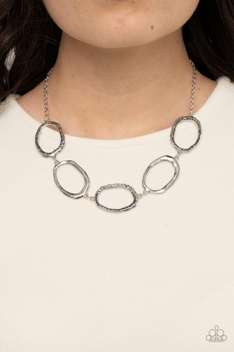 [N431XX] Hematite Necklace - Silver Links - Gritty Go-Getter