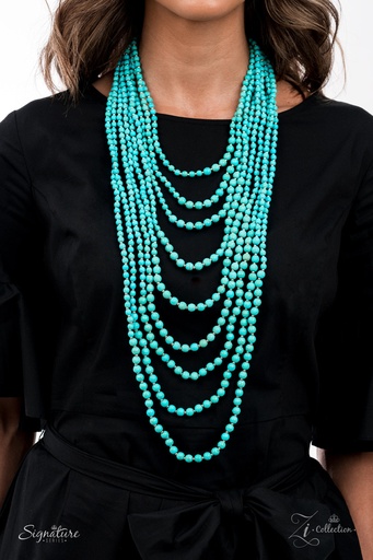 [Z2108] Layered Necklace Beaded in Turquoise Stone - The Hilary