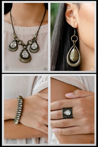 [393] Statement Jewelry Set - Brass and Crystals - Fashion Fix - Crafted Flare