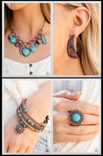[422] Turquoise Jewelry Set - Copper - Fashion Fix - Countryside Medley