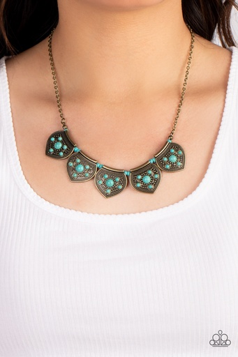 [433] Turquoise Necklace Brass Jewelry - Badlands Basin