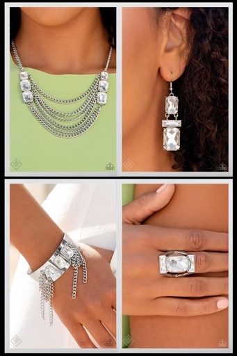 [447] Layered Chains with Crystals Statement Jewelry Set - Fashion Fix - Chain