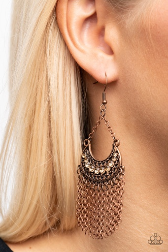 [473] Fringe Copper Dangle Topaz Earrings - Greco Goddess