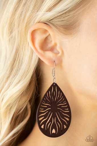 [502-E] Wood Teardrop Earrings - Sunny Incantations