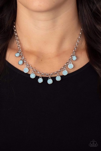 [534-N] Blue Bead Necklace in Silver - Moonbeam Magic