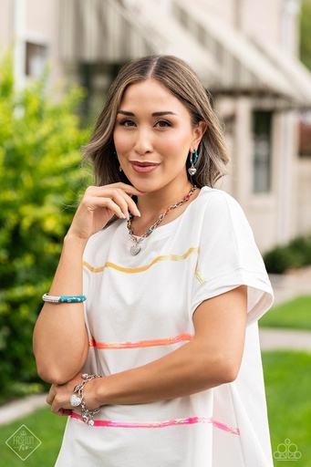 [335-GM] Heart Charm Jewelry Set With Crystals and Turquoise Blue Accents - Fashion Fix - Colorful