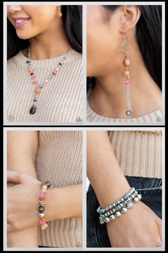[565-SSF] Multicolor Stone Jewelry Set with Beads - Fashion Fix - Garden