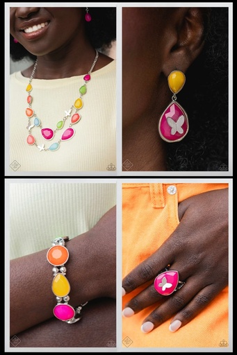 [525-GM] Multi Colored Fun Jewelry Set with Butterflies - Fashion Fix Glimpses of Malibu - Bright Places