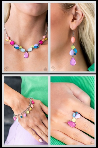 [564-GM] Multi Color Jewelry Set in Silver - Fashion Fix - Puzzled Entertainment