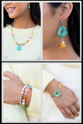 [553-GM] Colorful Beaded Blue Daisy Jewelry Set - Fashion Fix - Daisy Town