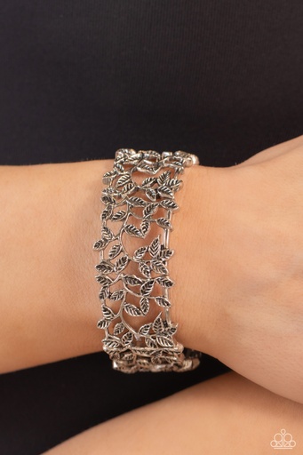 [555-B-SV] Whimsical Filigree Stretch Bracelet in Silver - Whose VINE Is It Anyway?